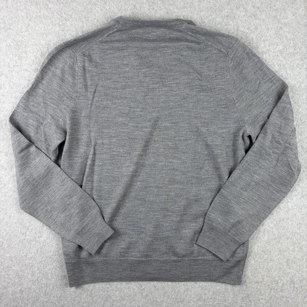 Brooks Brother Sweater Mens Medium Gray Extra Fine Merino Wool V Neck Pullover - Picture 5 of 7